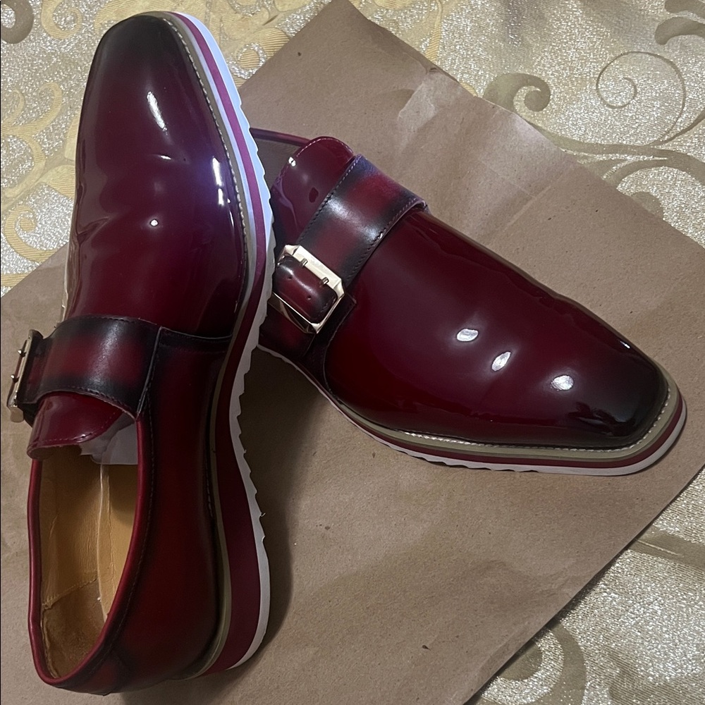 Carucci Red Patent Monk Strap- Size 12- Red & White Hybrid Sole EUC - Picture 9 of 12